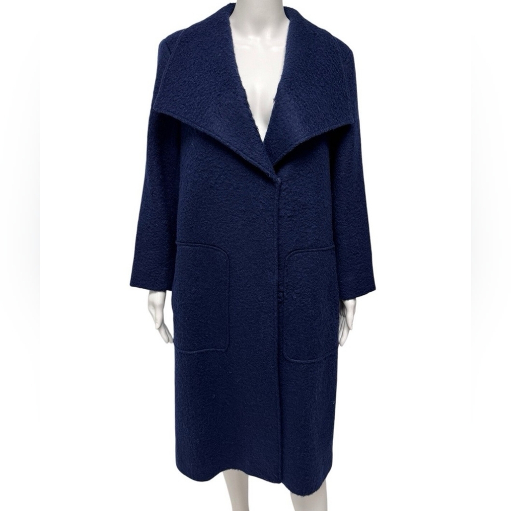 Bernardo Textured Long Coat In Navy